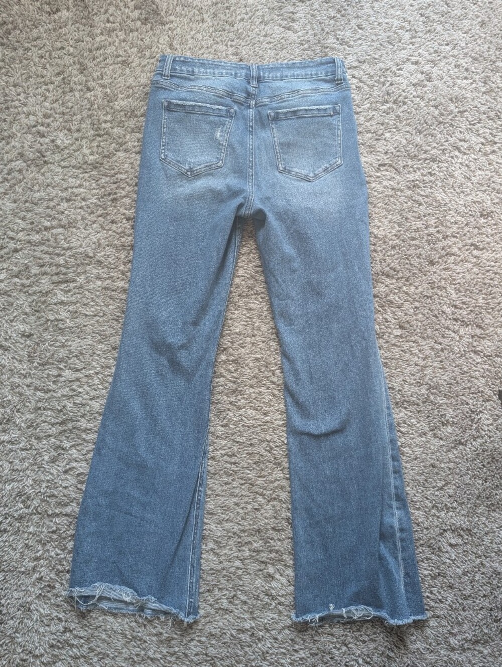 Distressed Light Blue Flare Jeans - Picture 2 of 8